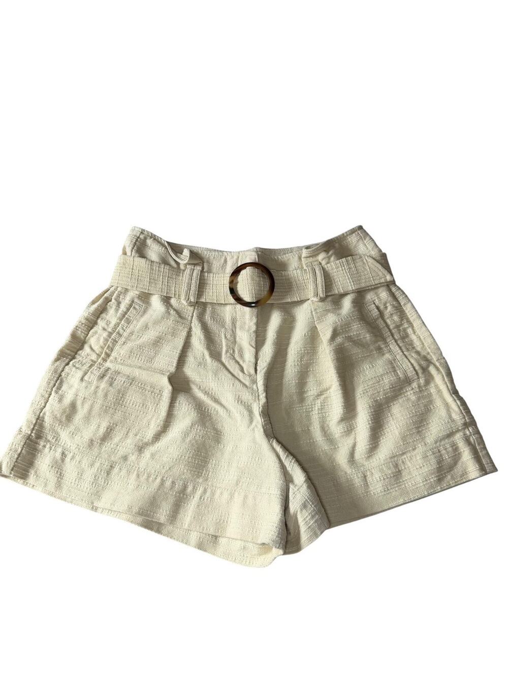 Sezane New Rome Belted Shorts- Ecru - Size 40 / US 8